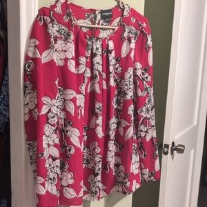 Catherines Vibrant Pink Floral Blouse